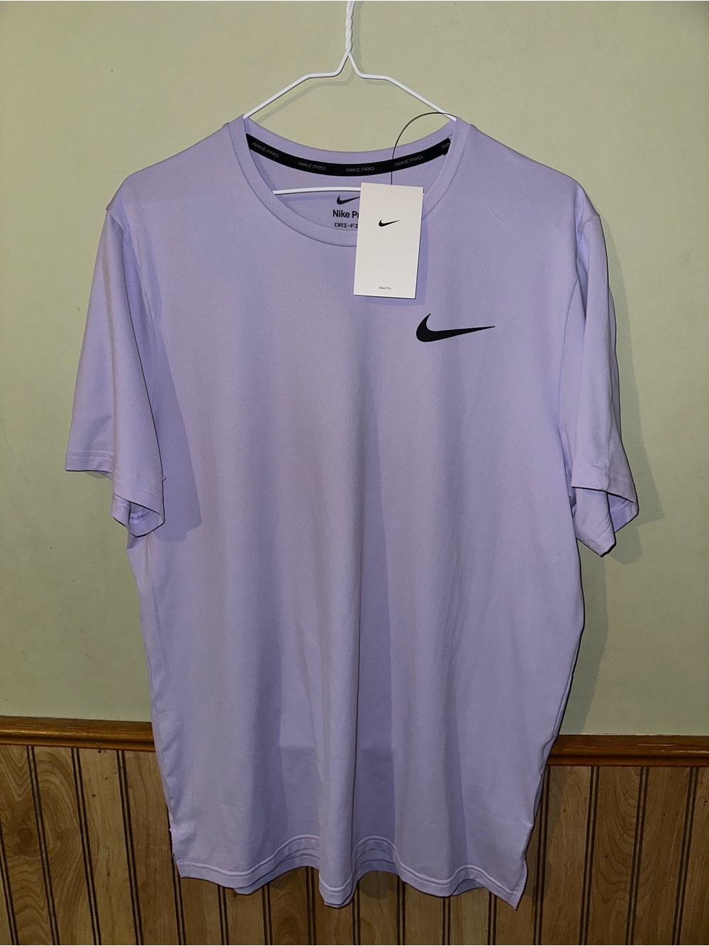 Nike Men’s Lavender Short Sleeve Dri-FIT Tee with Black Swoosh